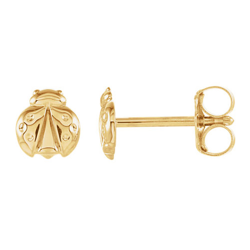 14k Yellow Gold Ladybug Stud Earrings