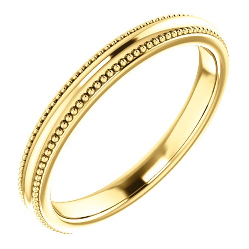 14k Yellow Gold Wedding Band with Beaded Edges 2.5mm JJ51704Y