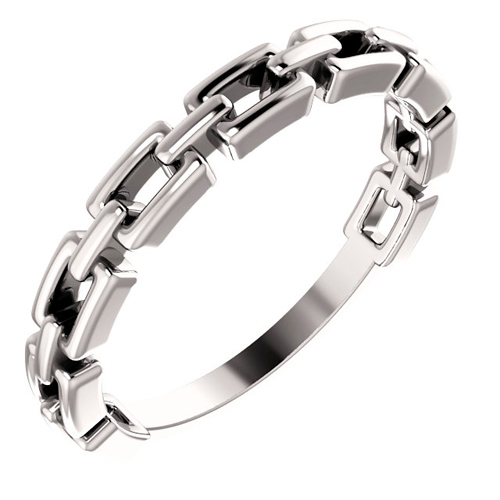 14k White Gold Chain Link Ring JJ52078W Joy Jewelers