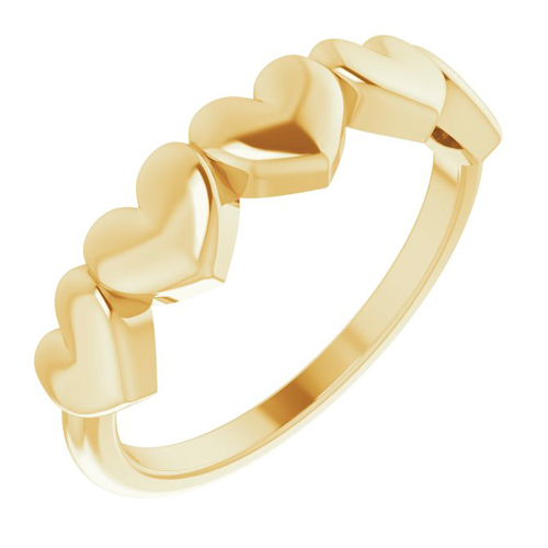 14k Yellow Gold Five Hearts Ring