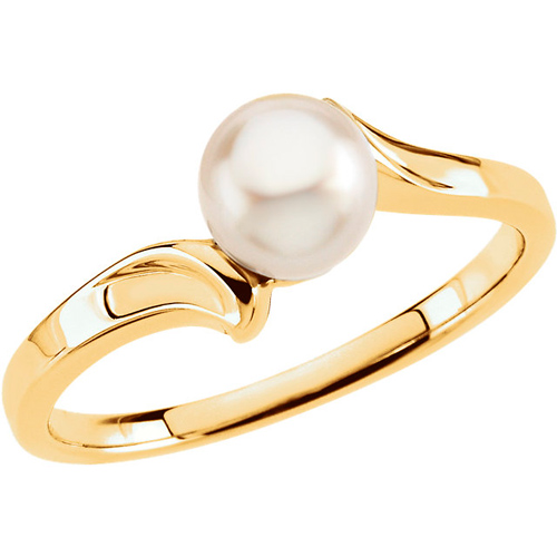 14kt Yellow Gold Akoya Cultured Pearl Bypass Ring JJ60621Y