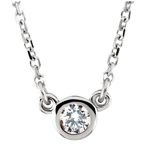 14kt White Gold 1/4 ct Diamond Bezel 18in Necklace