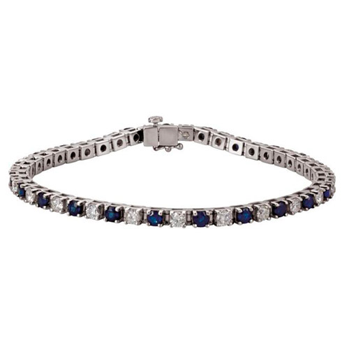 14k White Gold Sapphire & 2 3/8 ct tw Diamond Line Bracelet JJ62074W
