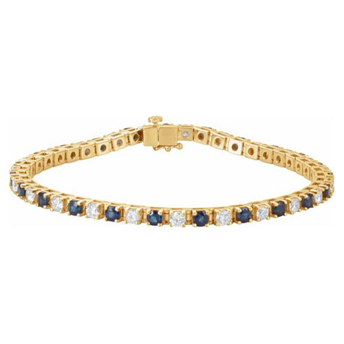 14k Yellow Gold Sapphire & 2 3/8 ct tw Diamond Line Bracelet JJ62074Y