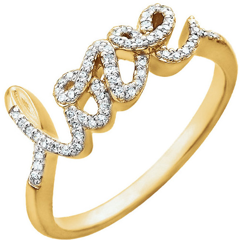14kt Yellow Gold 1/6 ct Diamond Love Ring JJ652037Y | Joy Jewelers