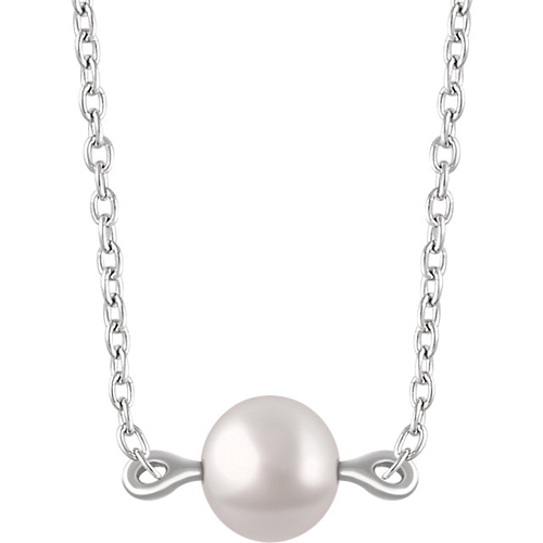 14kt White Gold 4mm Freshwater Cultured Pearl Solitaire Necklace JJ652839W