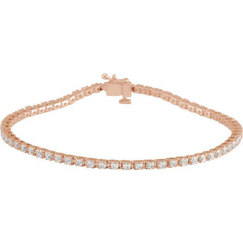 14k Rose Gold 1 ct tw Lab Grown Diamond Tennis Bracelet G-H Color SI1 Clarity