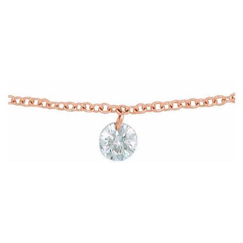 14k Rose Gold 1/6 ct Drilled Diamond Solitaire Necklace