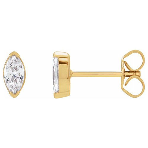 14k Yellow Gold 1/2 ct tw Lab-Grown Diamond Marquise Stud Earrings