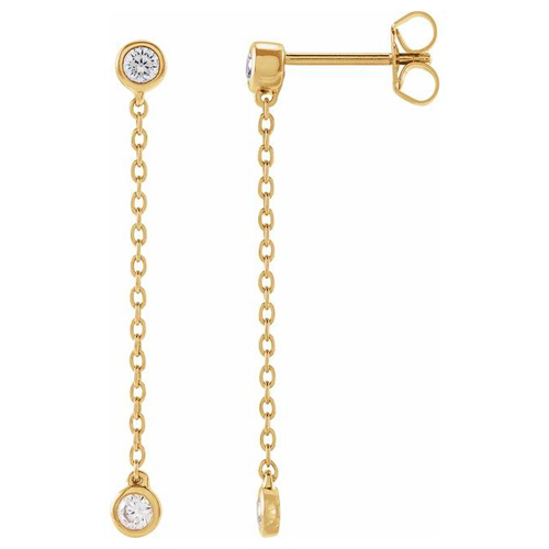 14k Yellow Gold 1/4 ct tw Lab-Grown Diamond Chain Dangle Earrings