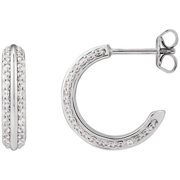 14k White Gold 5/8 ct tw Knife Edge Diamond Hoop Earrings