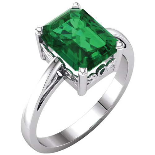 14kt White Gold 2.5 ct Emerald-cut Chatham Created Emerald Ring JJ70534W-EM
