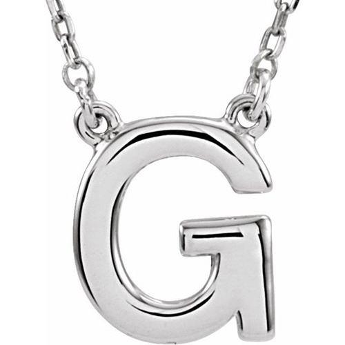 Sterling Silver Block Initial G 16in Necklace JJ84634G | Joy Jewelers