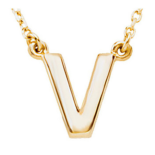 14k Yellow Gold Letter V Initial Necklace 16in JJ84634YV
