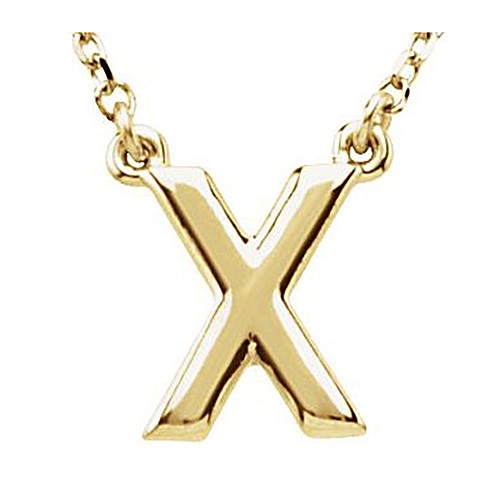 14k Yellow Gold Letter X Initial Necklace 16in