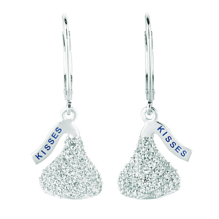 Sterling Silver HERSHEY'S KISSES Cubic Zirconia Leverback Earrings