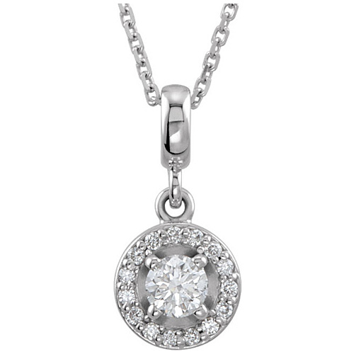 14kt White Gold Halo-Styled 1/4 ct Diamond Necklace JJ85303W