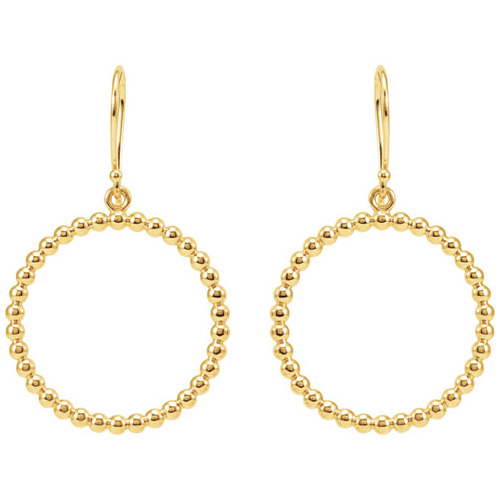 14kt Yellow Gold 7/8in Beaded Round Dangle Earrings JJ85420Y