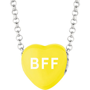 Sterling Silver Yellow BFF Sweethearts 16in Necklace