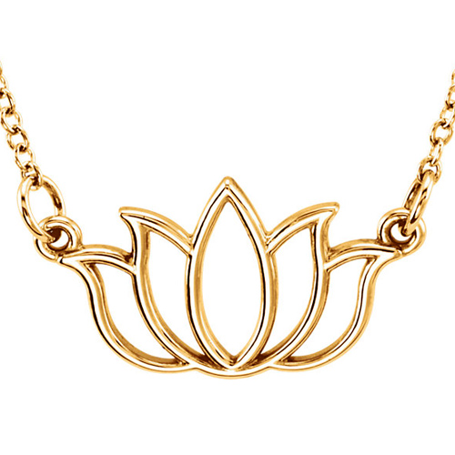 14k Yellow Gold Tiny Posh Lotus Flower Necklace