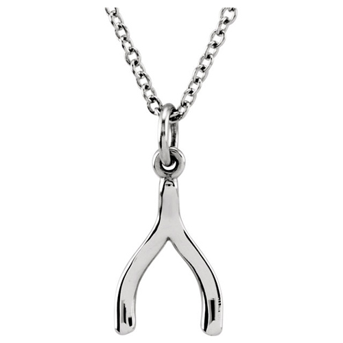 14k White Gold Tiny Posh Wishbone Necklace