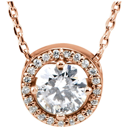 14kt Rose Gold Halo 1/2 ct Diamond Slide Necklace JJ85916R50