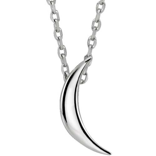 14k White Gold Moon Necklace Adjustable Cable Chain