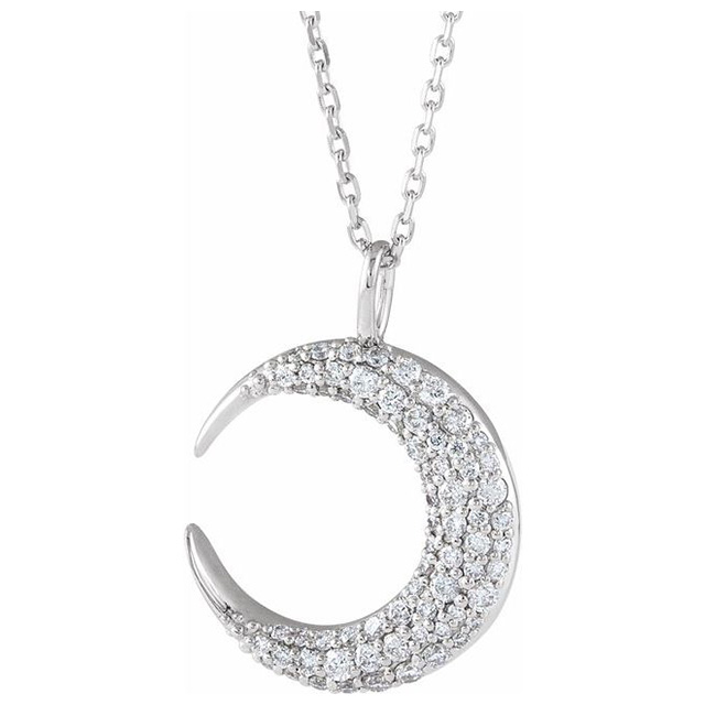 14k White Gold 1/3 ct tw Natural Diamond Crescent Moon Necklace