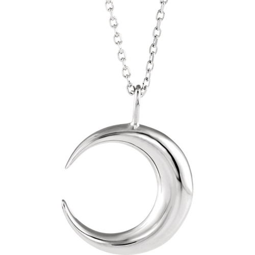 14kt White Gold Moon Necklace