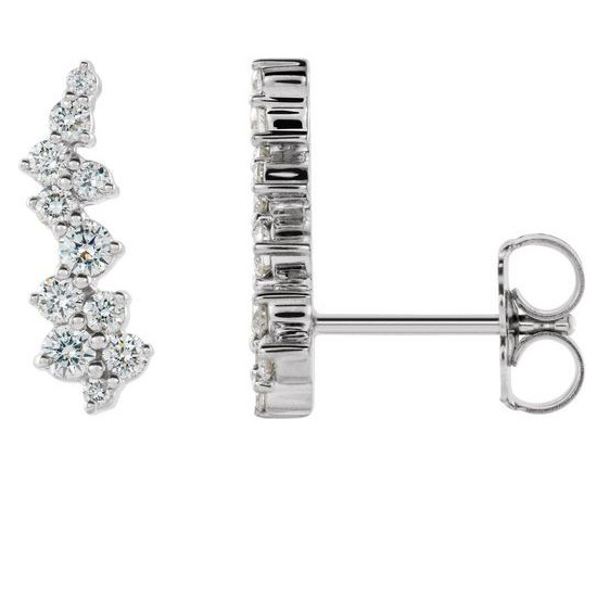 14k White Gold 0.37 ct tw Diamond Ear Climbers