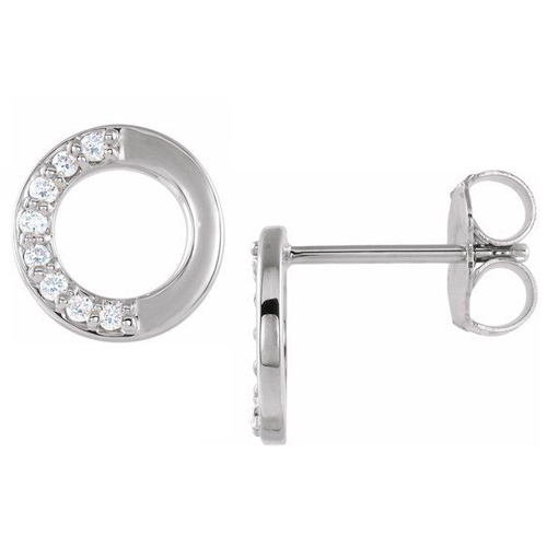 14k White Gold .08 ct tw Diamond Circle Earrings