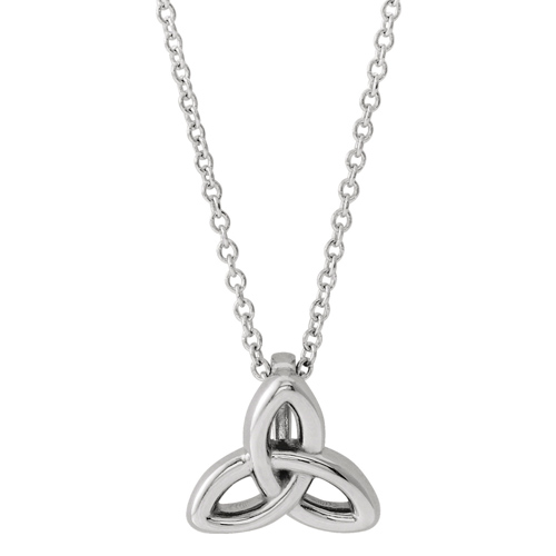 14k White Gold Celtic Trinity Knot Necklace 18in