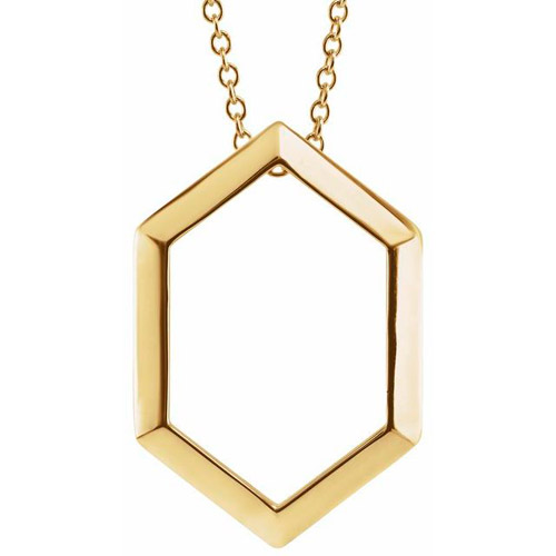 14k Yellow Gold Open Hexagon Necklace