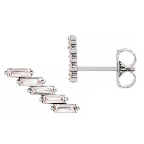 14k White Gold 1/4 ct tw Baguette Diamond Ear Climbers