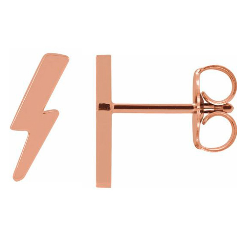 14k Rose Gold Tiny Lightning Bolt Earrings