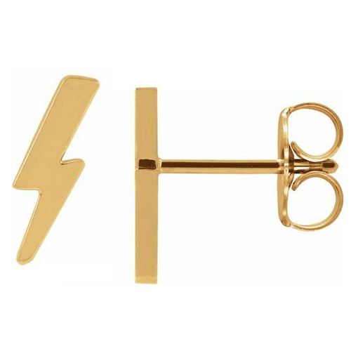 14k Yellow Gold Tiny Lightning Bolt Earrings