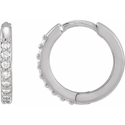 14k White Gold 1/8 ct tw Diamond Huggie Earrings