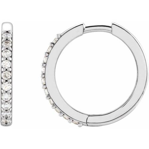 14k White Gold 1/6 ct tw Diamond Huggie Earrings