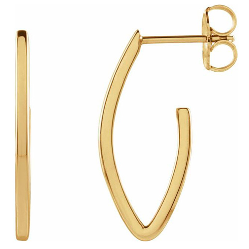 14k Yellow Gold Teardrop Hoop Earrings 3/4in JJ87393Y | Joy Jewelers