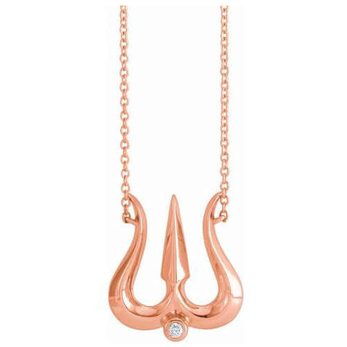 14k Rose Gold Shiva Trishula Diamond Necklace