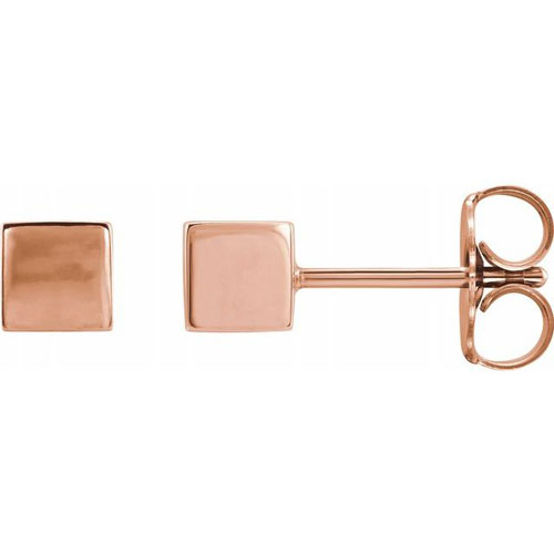 14k Rose Gold Cube Earrings