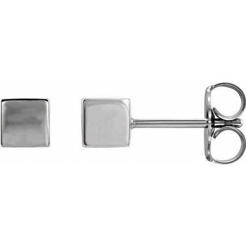 14k White Gold Cube Earrings