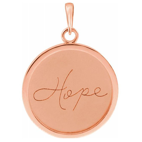 14k Rose Gold Hope Disc Pendant