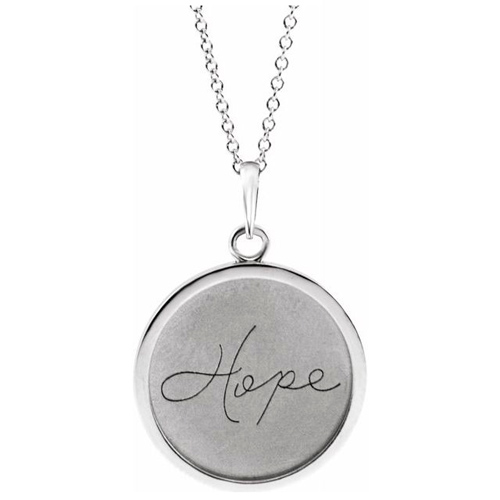 14k White Gold Hope Disc Necklace