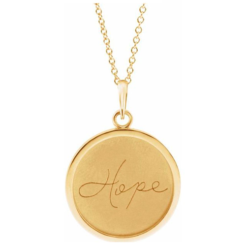 14k Yellow Gold Hope Disc Necklace JJ87444HYN | Joy Jewelers