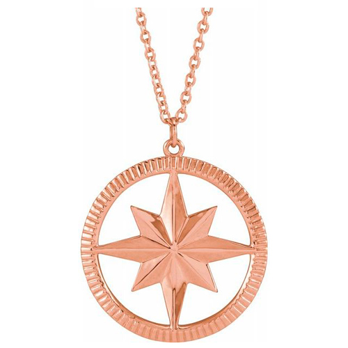 14k Rose Gold Cut-out Compass Necklace