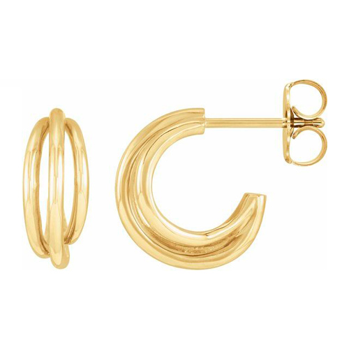 14k Yellow Gold Multi-Layer Hoop Earrings 1/2in