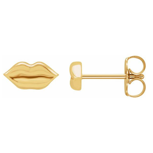 14k Yellow Gold Lip Earrings