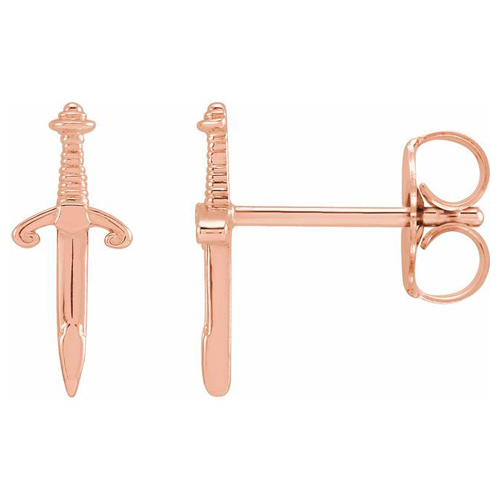 14k Rose Gold Dagger Earrings