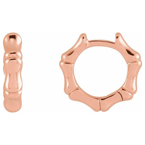 14k Rose Gold Bamboo Hoop Earrings 1/2in